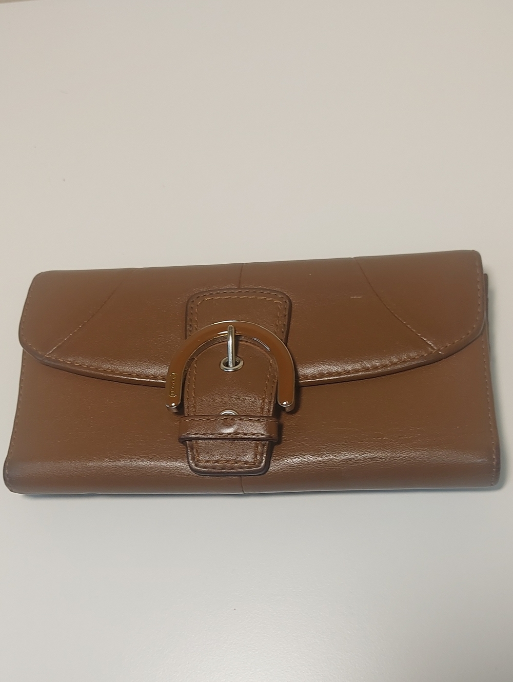 Coach Brown Leather Buckle Wallet